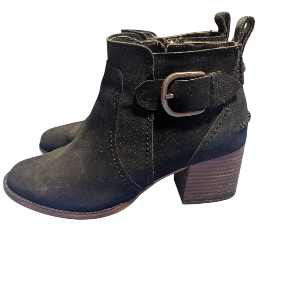 Black  Suede UGG heeled ankle boots